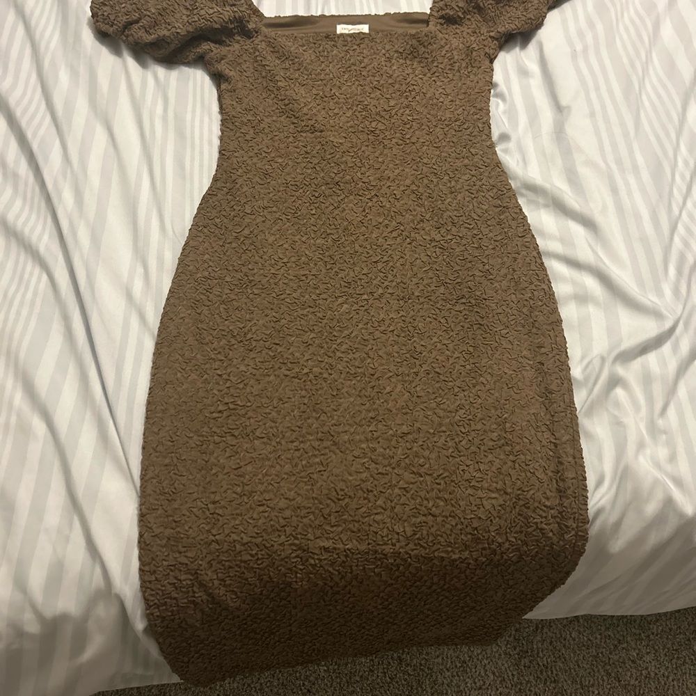 Pinkblush Brown Textured Midi Dress